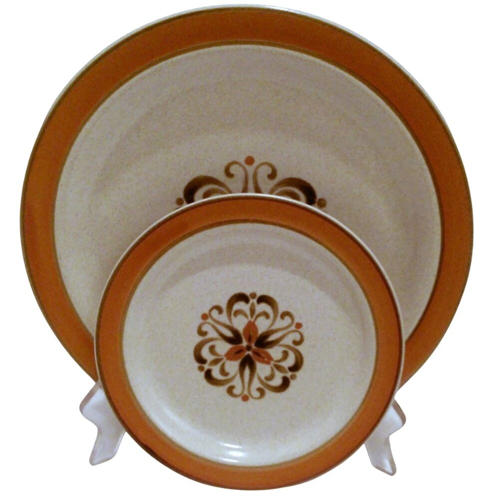 Arabesco Stoneware Dinner Plate and Salad Plate, Made in Japan Stoneware Plates
